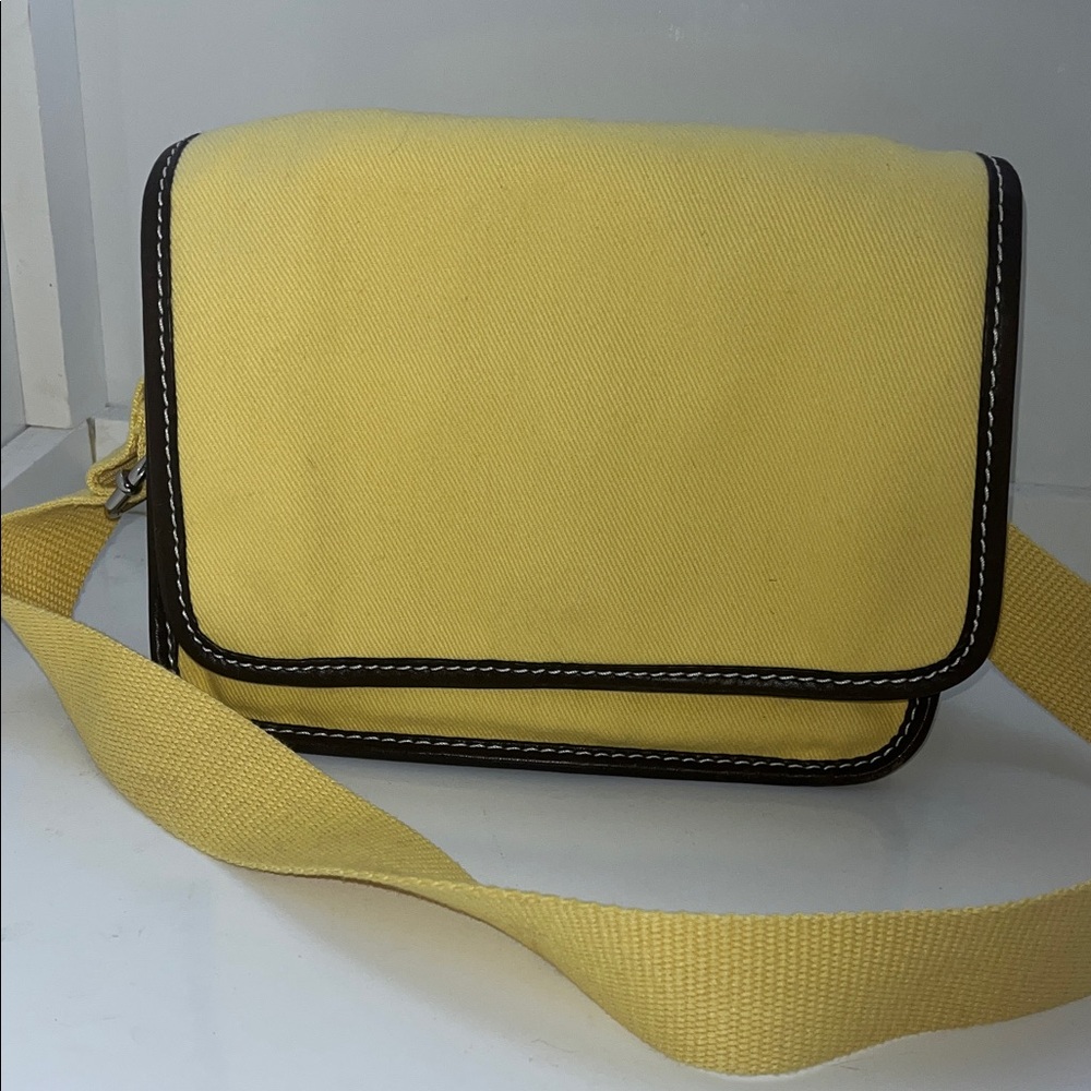 Lands End yellow fabric satchel purse